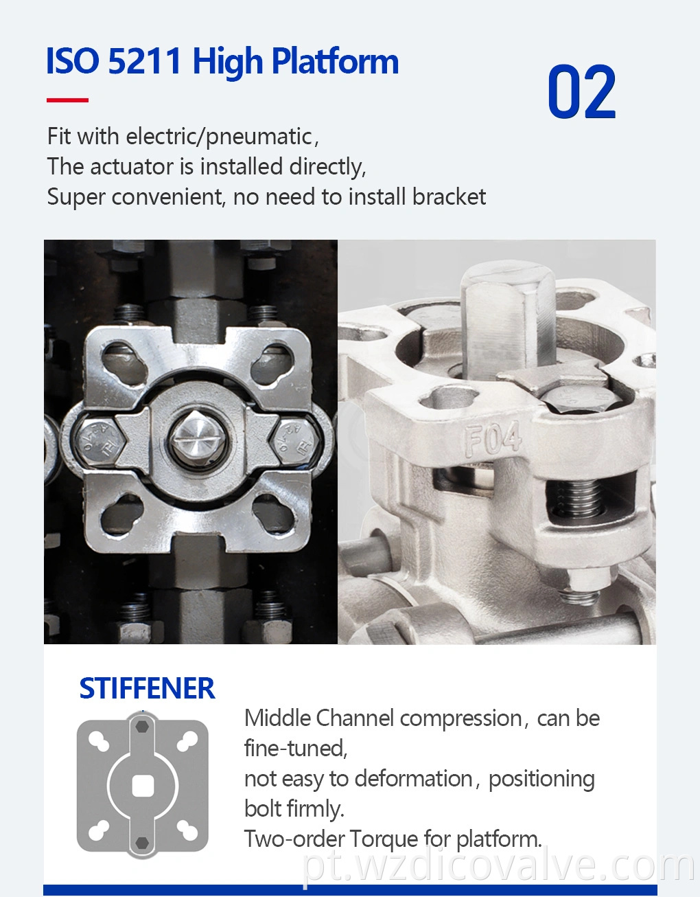 3 way ball valve ISO Pad